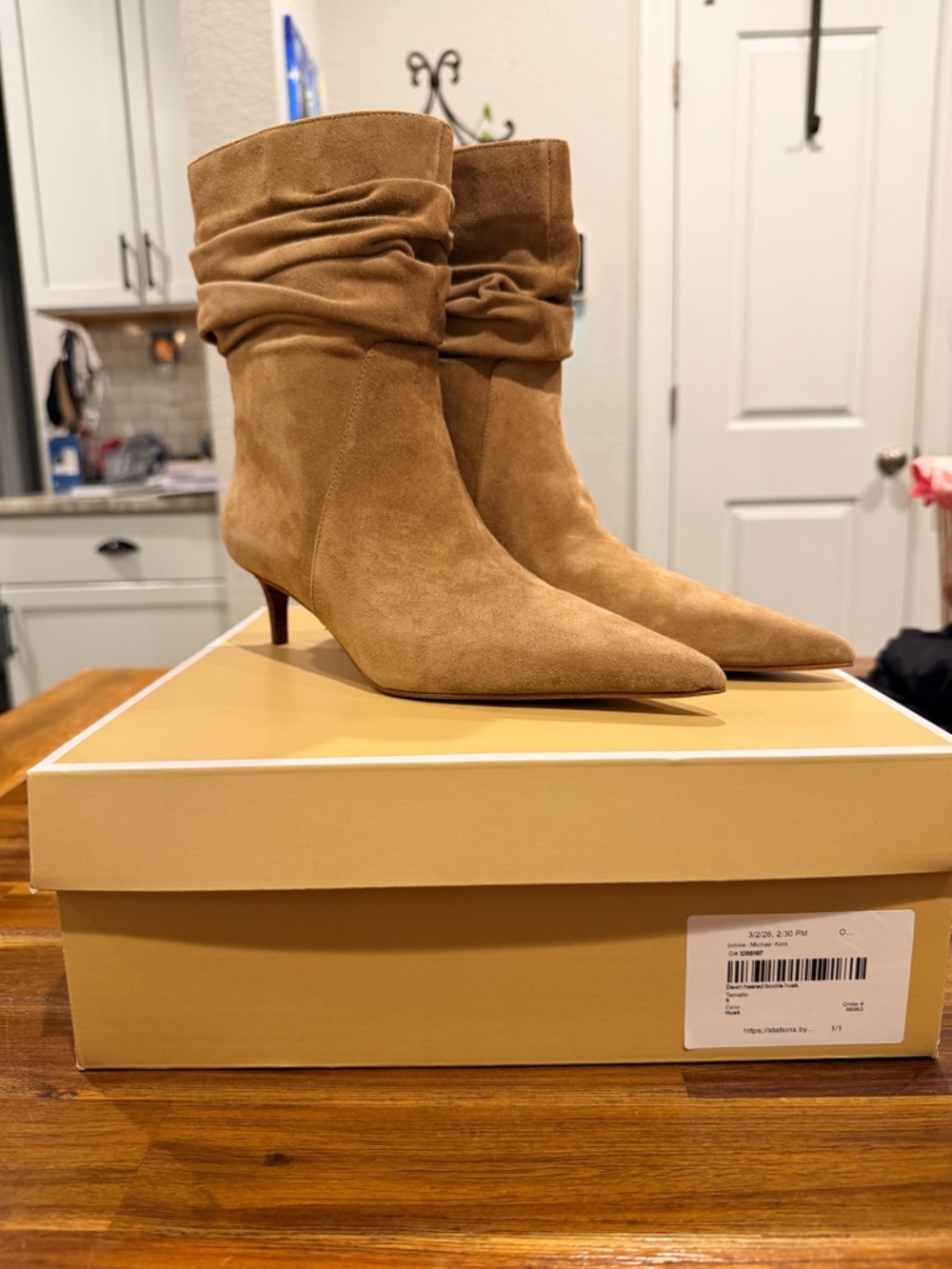 Michael Kors Tan Suede Pointed-Toe Slouchy Ankle Boots - Picture 2 of 6